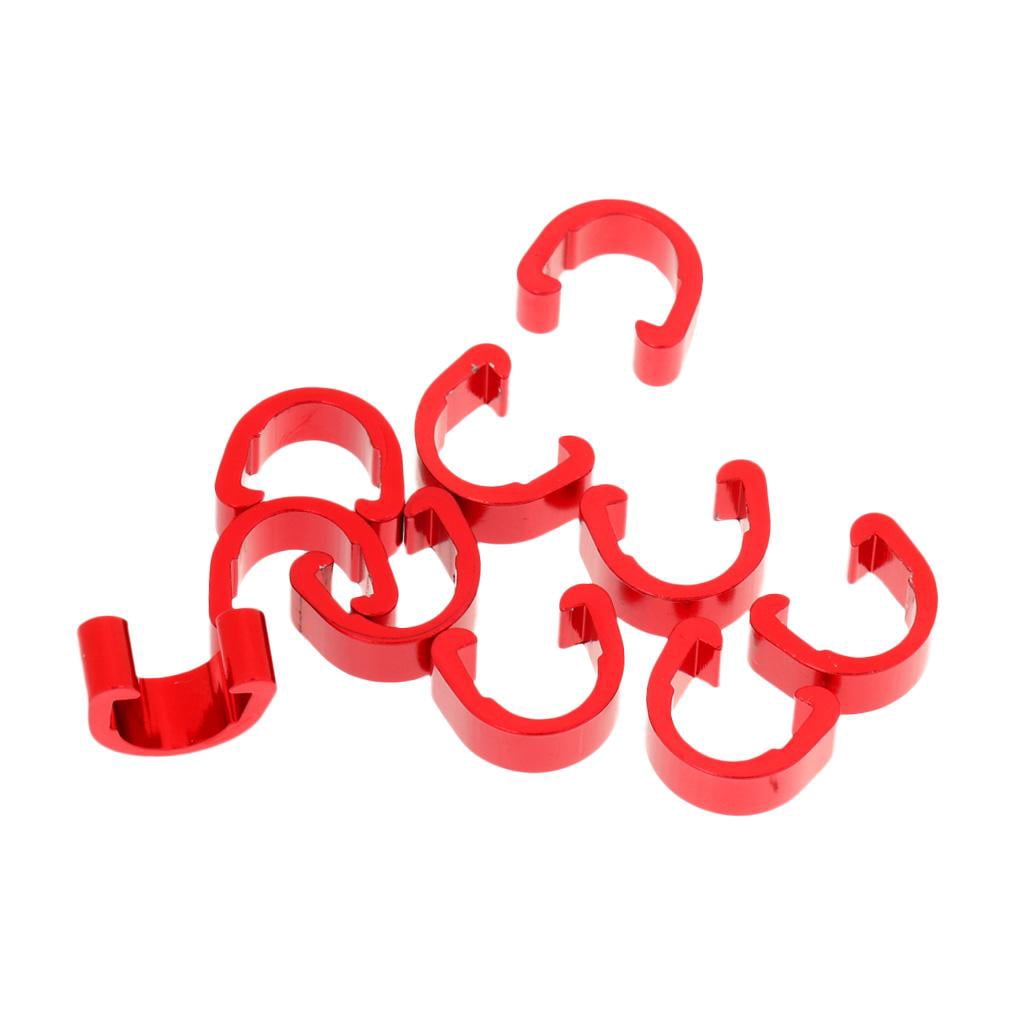 10Pcs/Set Clamps, Bike Housing Hose Clamps, Universal for Brake Derailleur Cables - Choose Colors Red