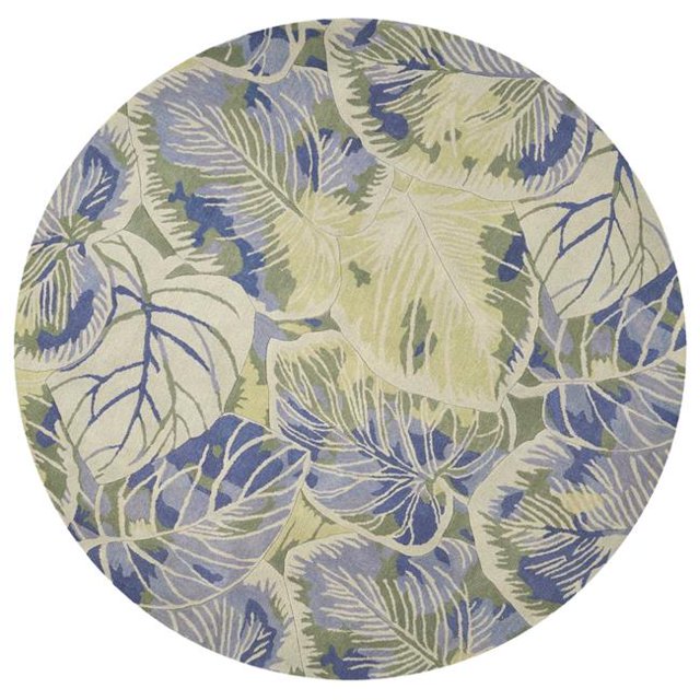 HomeRoots 354145 Tapis Rond en Laine Bleu et Vert de 5 Pi 6 Po