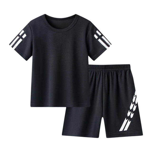 Zpanxa Ensembles d'Été pour Garçons Enfants Col Rond Manches Courtes Ensemble Ample Décontracté Ensemble de Sport de Plein Air Ensemble Manches Courtes et Shorts 4 Ans