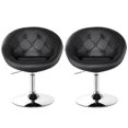 thumbnail image 2 of Patiojoy Ensemble de 2 Tabourets de Bar Pivotants Modernes Hauteur Réglable Dossier Rond Capitonné Chaise d'Appoint Noir, 2 of 9