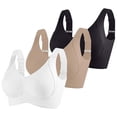 thumbnail image 1 of 3 Pack Women Plus Size Push-Up Bras No Underwire T-Shirt Bralettes Ribbed Full Coverage Sports Everyday Bras Multicolor, 38/85BCD, 1 of 5