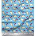 thumbnail image 1 of Soimoi Blue Poly Georgette Fabric Red Chilli & Tacos Food Print Sewing Fabric Yard 42 Inch Wide, 1 of 5