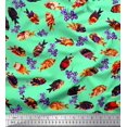 thumbnail image 1 of Soimoi Silk Fabric Floral & Textured Fish Ocean Print Sewing Fabric Yard 42 Inch Wide, 1 of 3