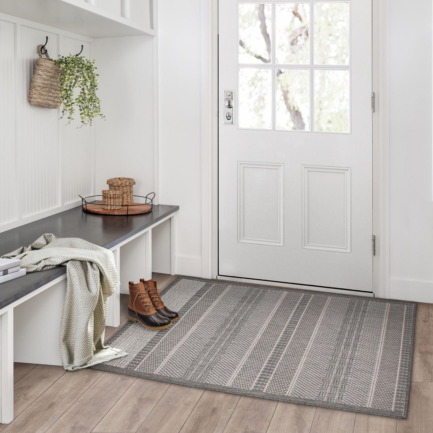 Tapis tissé plat de 3 pi x 4 pi, Fresco Tonal Weave gris
