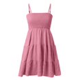 thumbnail image 4 of JIRNDf Robe d'Été pour Femmes Tendance 2025 Courte Unie Ourlet à Volants Courte Sans Manches Mini Aguichant Robes d'Été pour Femmes Robe Bohème Rose P, 4 of 5