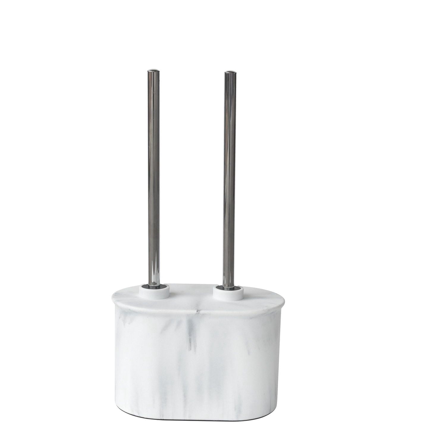 hometrends Ensemble de ventouse de toilette et de brosse à cuvette en faux marbre blanc, avec poignée en métal et support en grès pour une utilisation dans la salle de bain