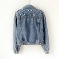 thumbnail image 2 of Ladies Denim Jacket with Beads Short Blue Denim Jacket Tops, 2 of 5