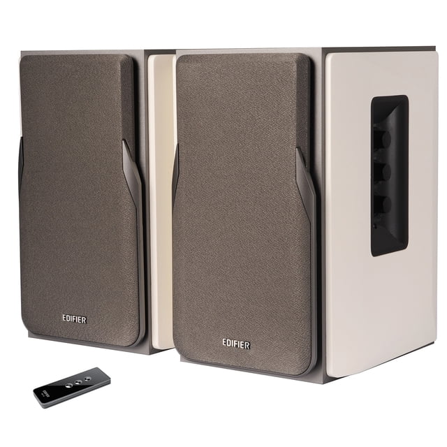 Edifier R1380T Haut-Parleurs d'Étagère Alimentés avec Accessoires Inclus, Blanc