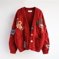thumbnail image 1 of Pitauce Womens Oversized Cardigan Sweater Button Down Long Sleeve Cable Knit Embroidery Sweaters Outwear with Pockets, Free Size, 1 of 6