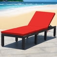 thumbnail image 3 of Gymax Patio Lounge Chair Rattan Chaise w/ Adjustable Red & Off White Cushioned, 3 of 7