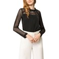 thumbnail image 2 of INSPIRE CHIC Haut à Manches Longues en Mousseline à Col Rond en Dentelle Florale pour Femme, 2 of 6