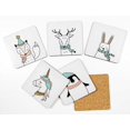 thumbnail image 2 of Inkdotpot Set of 6 Drink Coasters Easy Clean 4-Zoll SquareCoastersCork Base-Reusable- Winter Animals, 2 of 8