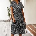 thumbnail image 4 of Pisexur Robe à Manches Courtes à Col en V pour Femme, Mode d'Été Décontractée, Imprimé à Pois, Robe à Manches Courtes à Cordon, Robe pour Femme en Liquidation, 4 of 9