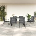 thumbnail image 1 of vidaXL 7 Piece Garden Dining Set Black Steel and Textilene, 1 of 5