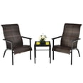 thumbnail image 2 of Costway 3 PCS Patio Rattan Bistro Set High Backrest Armrest SideTable Mix Brown, 2 of 10