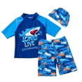 thumbnail image 1 of Akiihool Boy Rash Guard Long Sleeve Boys Two Piece Rash Guard and Swim Trunks Outfit Set Kids Short Sleeve Swimsuit (Blue,18-24 Months), 1 of 4