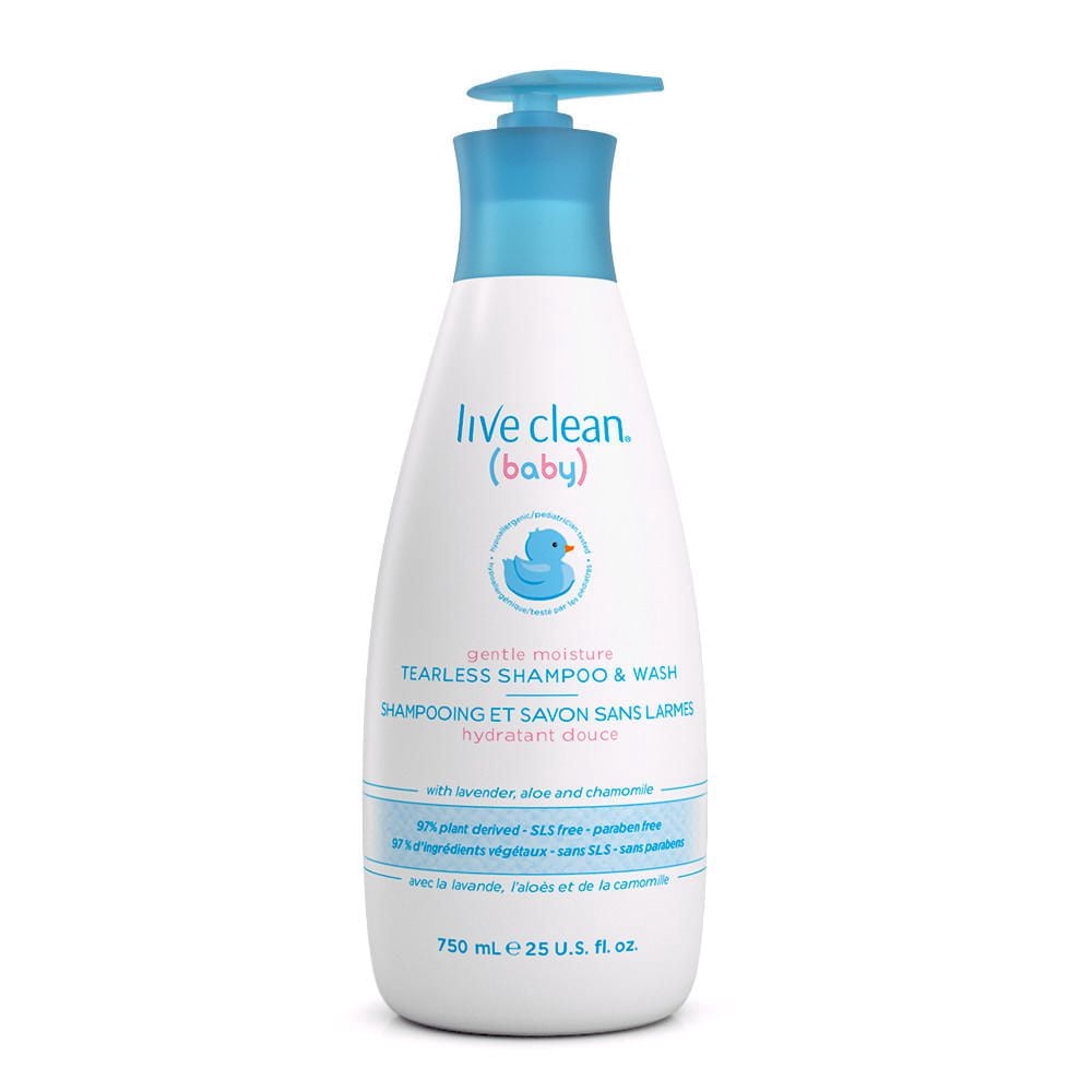 Live Clean Baby, Gentle Moisture Tearless Shampoo & Wash 750ml