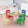 thumbnail image 3 of Costway Kids 5 Piece Table Chair Set Pine Wood Multicolor Children Play Room Furniture, 3 of 10