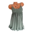 thumbnail image 1 of Women Lace Crochet Stitching Crew Neck Sleeveless Mini Dress, 1 of 3