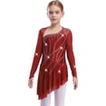 thumbnail image 1 of RUNQHUI Robe de Patinage Artistique à Manches Longues pour Filles, Dos Nu Scintillant, Danse Lyrique Moderne, Bourgogne 8, 1 of 5