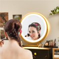 thumbnail image 3 of Giantex Ensemble de Coiffeuse avec Miroir Éclairé, Table de Maquillage Moderne avec Armoire de Rangement, Luminosité Réglable et Écran Tactile pour Chambre, Noir, 3 of 10