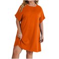 thumbnail image 1 of Ersazi Hauts Habillés pour Femmes Grande Taille Femmes Ample à Col Rond Été Manches Courtes Robe en Coton et Lin en Liquidation Orange TG, 1 of 9