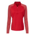 thumbnail image 1 of Adidas Chandail à Demi-Glissière à Rayures pour Femmes, TP, Rouge Puissance d'Équipe, 1 of 4