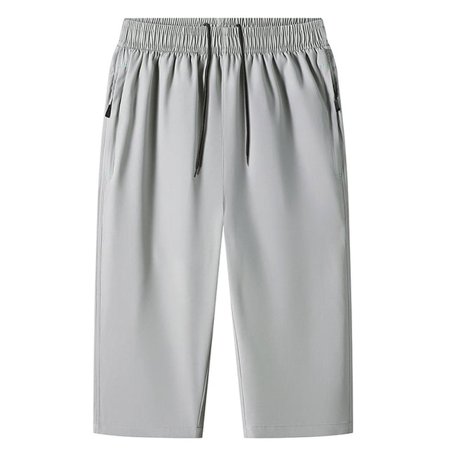 Mefallenssiah Men'S Fashion Drawstring Elastic Waist Pocket Casual Sweat Capris Pants