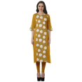 thumbnail image 1 of Moomaya Robe Kurti Imprimée Longueur Genou Col en V Formelle et de Fête Haut Kurti Ethnique en Coton, 1 of 6