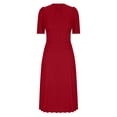 thumbnail image 4 of LOVZFMLL Robe d'Été pour Femme Grande Taille2025 Décontractée à Manches Courtes Taille Empire Coupe Ample Évasée Plissée Maxi Robe T-Shirt Bordeaux S, 4 of 6