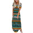 thumbnail image 2 of Ovzne Robes d'Été pour Femmes 2025 Robe d'Été Robes pour Femmes Été Décontracté Imprimé Col Rond Manches Courtes Poches Imprimé Robe Longue Grande Taille Robe Maxi Manches Courtes Imprimée Longue, 2 of 5