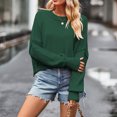 thumbnail image 2 of Timegard Women's Sweaters Cropped 2024 Fall Winter Sweater Long Sleeve Pullover Side Slit Knit Tops, 2 of 4