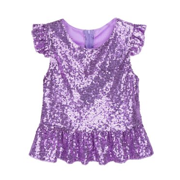 Oyolan Kids Girls Sequins Ruffled Top Mermaid Costume Flutter Sleeve Peplum Blouse for Carnival Performance Lavender 14