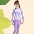 thumbnail image 2 of MIASHUI Kid Girls Two Piece Rash Guard Swimsuits Long Sleeves Shirt and Swim Trunks,Purple,11-12 Years, 2 of 4