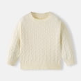 thumbnail image 2 of SERTG Child and Child Sweater Kids Fall Solid Color Plaid Kids Crew Neck Soft Knit Pullover Tops Winter Long Sleeve Round Neck Sweaters(Beige,7-8 Years), 2 of 9