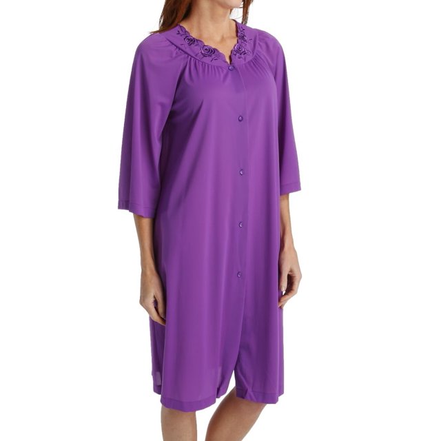 Women's Shadowline 77280 Petals Embroidered Yoke Coat (Purple M)