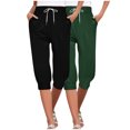 thumbnail image 2 of Prix Réduit, Capris Décontractés à Taille Élastique pour Femmes, Coupe Ample, Poches, Confortables, pour Maison/bureau, Matériau Extensible, Style Décontracté Confort Sans Effort,Sopatenor, 2 of 9