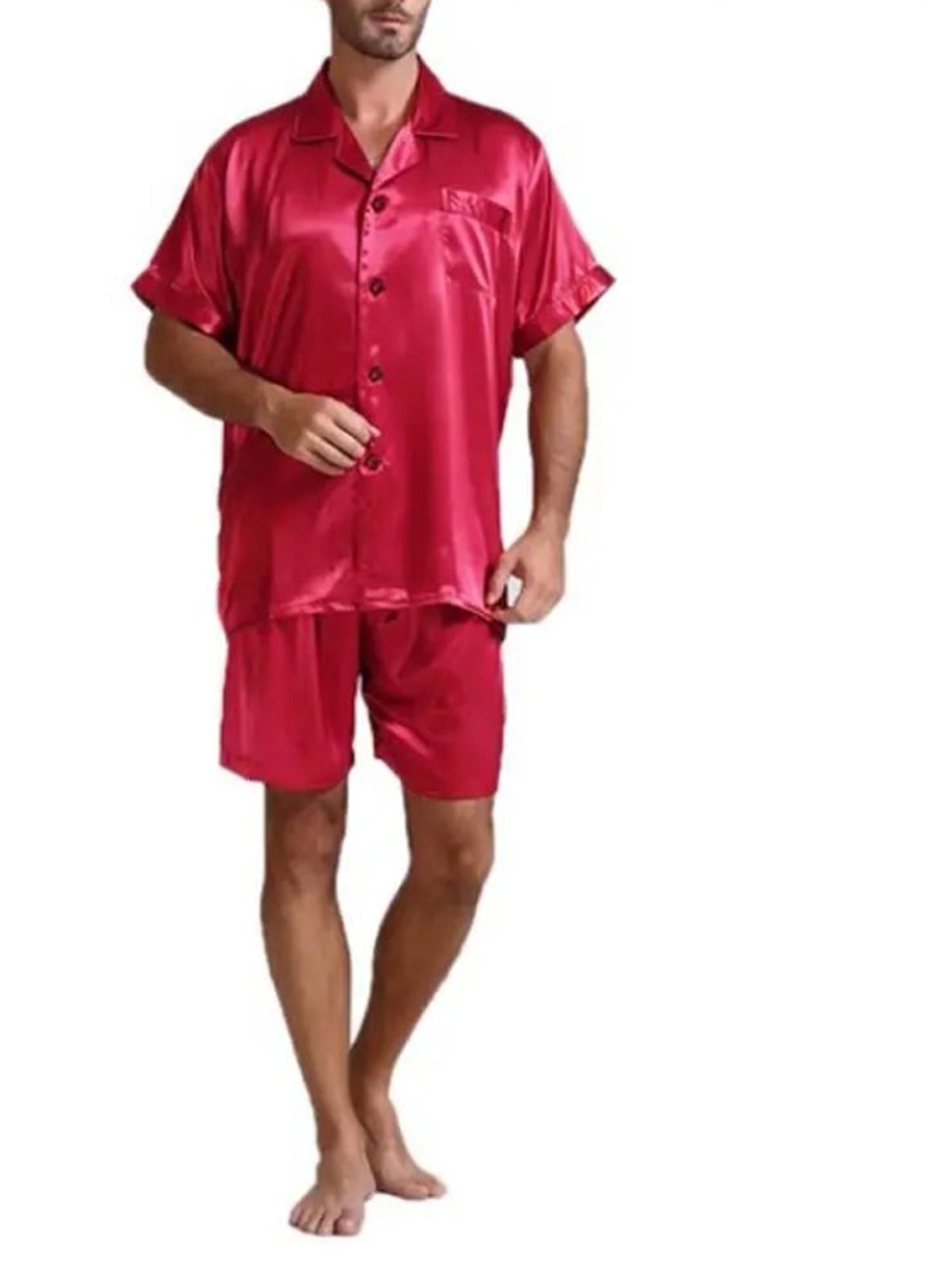 Honganda Ensemble de Pyjamas 2 Pcs pour Hommes d'Été, Manches Courtes, Tenue de Nuit