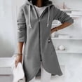 thumbnail image 2 of Pisexur Shacket Jacket Women Solid Color Hoodie Zipper Long Sleeve Sweatshirt Irregular Hem Long Coat Top With Pockets Pocketed Shirts Fall Jacket Shackets, 2 of 8