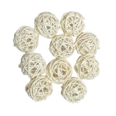 Un Lot de 10 Grandes Boules en Osier Rotin - Boules Décoratives pour Bols, Vase Blanc