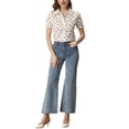 thumbnail image 2 of INSPIRE CHIC Hauts à Volants pour Femmes Manches Bouffantes Col Peter Pan Blouse en Coton à Imprimé Floral S Rouge Floral, 2 of 6