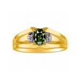 thumbnail image 1 of RYLOS Mens Rings 14K Yellow Gold Classic Design 7X5MM Oval Gemstone & Diamond  Green Sapphire September Birthstone Ring Size 13, 1 of 7