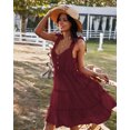 thumbnail image 4 of YNIQUE Womens Summer Casual Spaghetti Strap Smocked Ruffled Vacation Mini Dress, 4 of 6