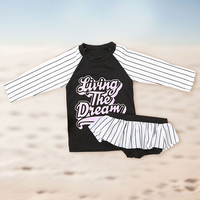Toddler Girls Rash Guard Bathing Suits Hawaiian Ruffle Sun Protection Long Sleeve Baby Girl Bathing Suit 3-4 Years Girls Clothing