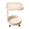 thumbnail image 1 of White Modern Rolling Side Table Mobile End Table With Wheels 2-Tier Nesting Table For Living Room Bedroom Portable C-Shaped Frame Locking Casters Pp Top Iron Frame Dimensions Not Provided, 1 of 7