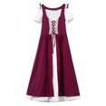 thumbnail image 3 of YiZYiF Robe Vintage Médiévale Renaissance à Manches Courtes pour Filles Enfants Halloween Festival Jeu de Rôle Fête Robes de Bal Bourgogne 6, 3 of 5