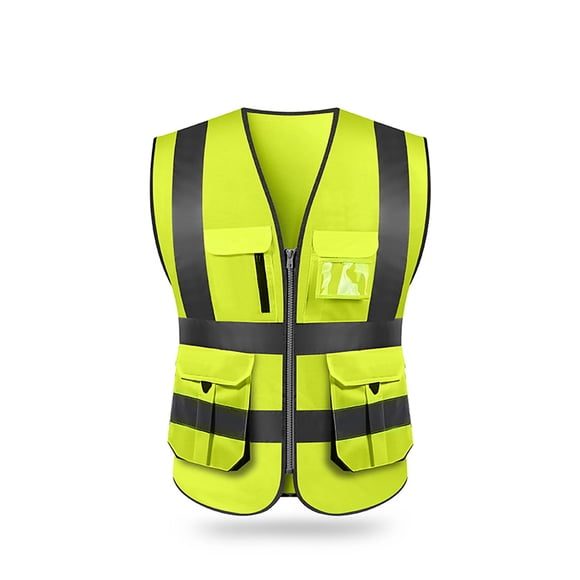 Amdohai High Visibility Reflective Safety Vest Reflective Vest Multi Pockets Workwear Security Working Clothes Day Night Motorcycle Cycling Warning Safety Waistcoat