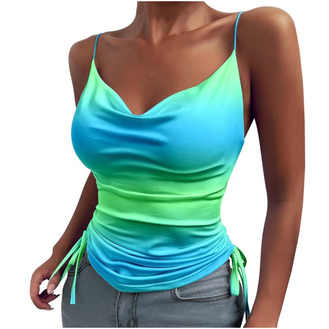 Pompotops Mode Femme Débardeur Imprimé Sans Manches Blouse Bretelles Hauts