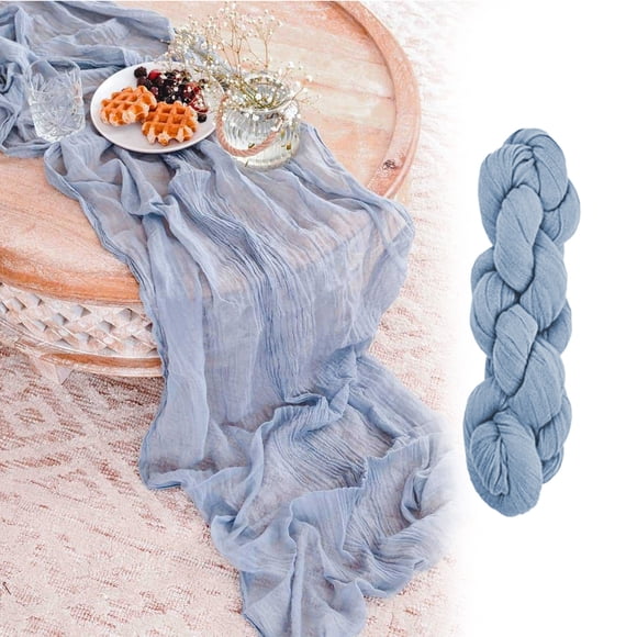 Dvkptbk Chemin de Table en Étamine, Gaze Bohème, Chemin de Table en Tissu Fromage 35x157 Pouces de Long, Chemin de Table Romantique et Transparent pour Mariage, Shower de Bébé, Fête d'Anniversaire, Nappe Plissée en Liquidation