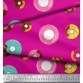 thumbnail image 3 of Soimoi Pink Moss Georgette Fabric Donuts Food Print Sewing Fabric Yard 42 Inch Wide, 3 of 5